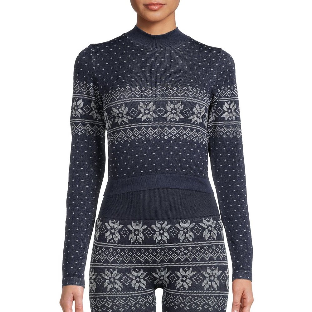 Avia Fairisle Mock Neck Sweater Workout Top Sz 2XL NEW
